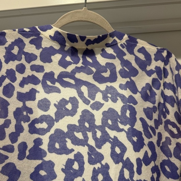 ANN TAYLOR LOFT Petites Size SP Purple Animal Print Cardigan Y2K Office - Picture 3 of 15